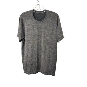 LULULEMON Time To Get Dirty Get Outside Get Sweaty Mens Medium Gray T Shirt Gym